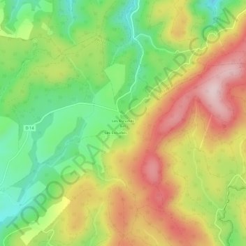 Les Escudiés Bas topographic map, elevation, terrain