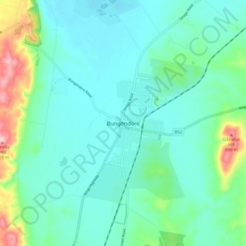 Bungendore topographic map, elevation, terrain