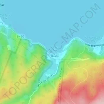Lake Rotoiti topographic map, elevation, terrain