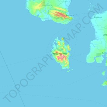 Kabaena topographic map, elevation, terrain