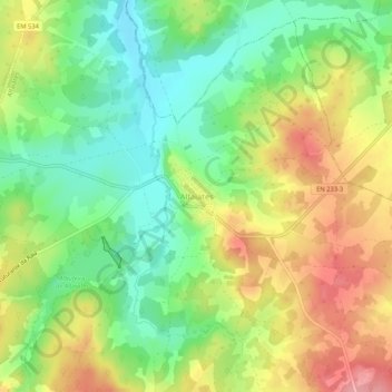 Alfaiates topographic map, elevation, terrain