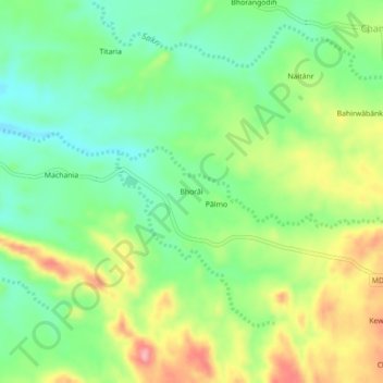 Bhorai topographic map, elevation, terrain