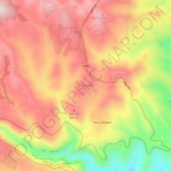 Neve Erez topographic map, elevation, terrain