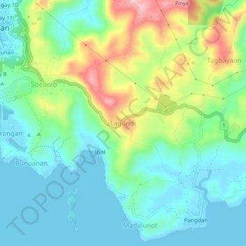 Lagundi topographic map, elevation, terrain