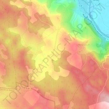 Broche topographic map, elevation, terrain