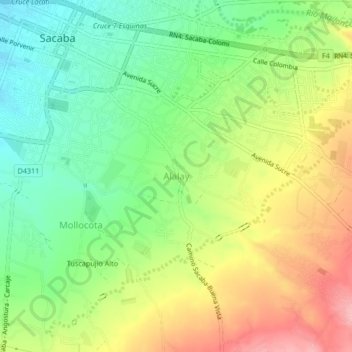 Alalay topographic map, elevation, terrain