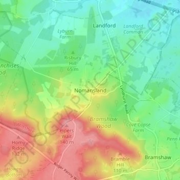Nomansland topographic map, elevation, terrain