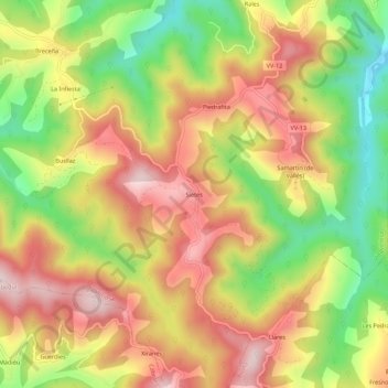 Sietes topographic map, elevation, terrain