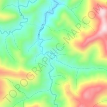 Miam topographic map, elevation, terrain