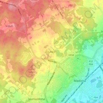 Liepa topographic map, elevation, terrain