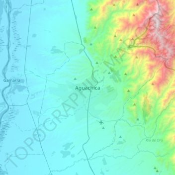 Aguachica topographic map, elevation, terrain