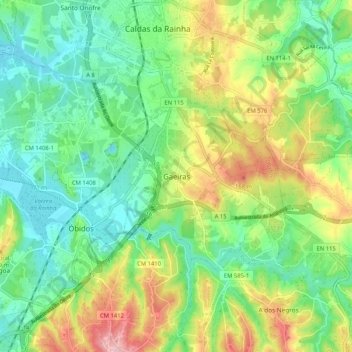 Gaeiras topographic map, elevation, terrain