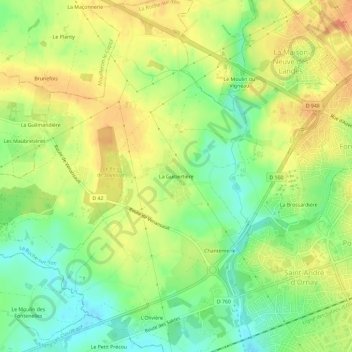 La Guibertière topographic map, elevation, terrain