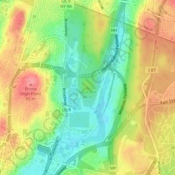 Vault Hill topographic map, elevation, terrain