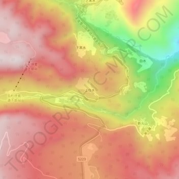 上白水 topographic map, elevation, terrain