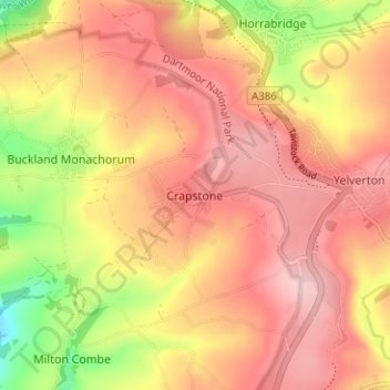 Crapstone topographic map, elevation, terrain