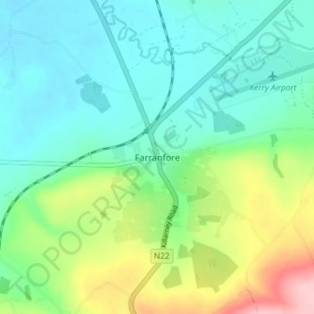Farranfore topographic map, elevation, terrain
