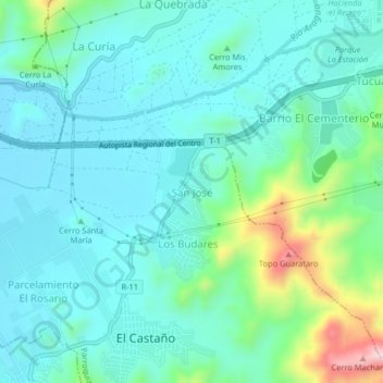 San José topographic map, elevation, terrain