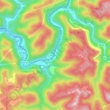 Stephenson topographic map, elevation, terrain