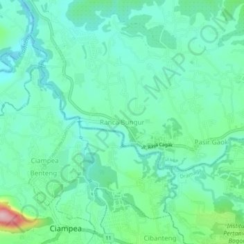Ranca Bungur topographic map, elevation, terrain