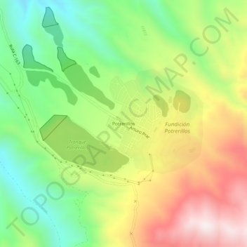 Potrerillos topographic map, elevation, terrain