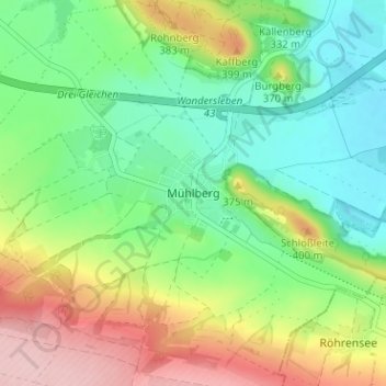 Mühlberg topographic map, elevation, terrain