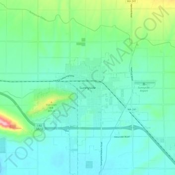 Sunnyside topographic map, elevation, terrain