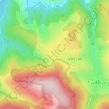 Menhir du Cheyroux topographic map, elevation, terrain