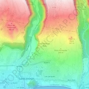 Jean-Petit les Bas topographic map, elevation, terrain