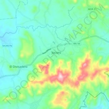 Jocoro topographic map, elevation, terrain