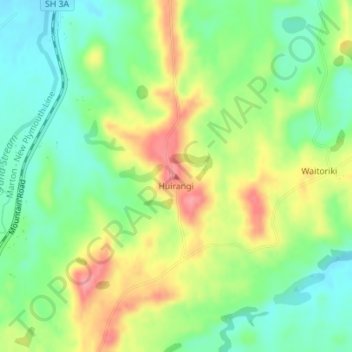 Huirangi topographic map, elevation, terrain