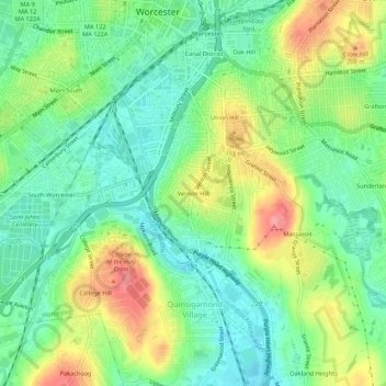 Vernon Hill topographic map, elevation, terrain