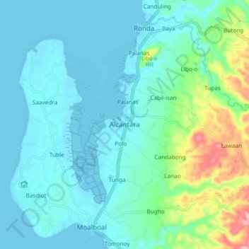 Alcantara topographic map, elevation, terrain