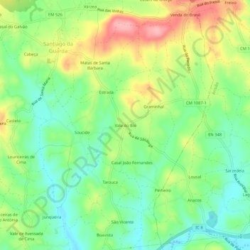 Vale do Boi topographic map, elevation, terrain