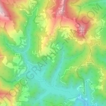 Caffarena topographic map, elevation, terrain