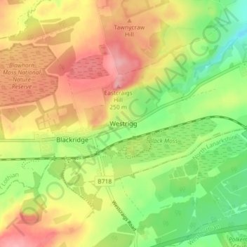 Westrigg topographic map, elevation, terrain