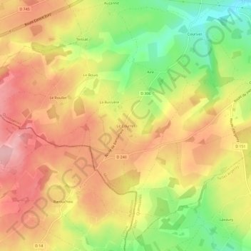 Le Courret topographic map, elevation, terrain