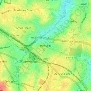 Hay Mills topographic map, elevation, terrain