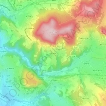 Le Coudert topographic map, elevation, terrain