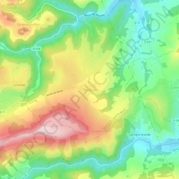 Reignat topographic map, elevation, terrain