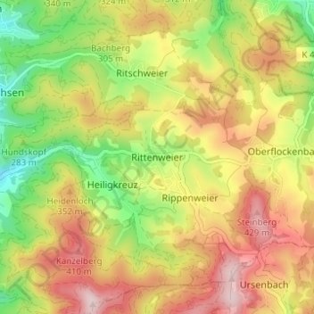 Rittenweier topographic map, elevation, terrain