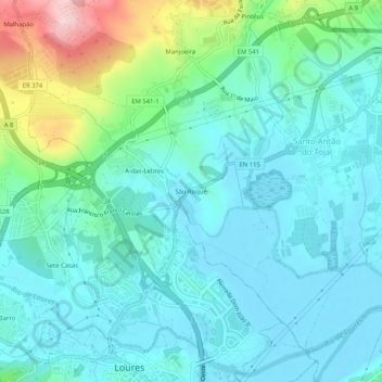 São Roque topographic map, elevation, terrain