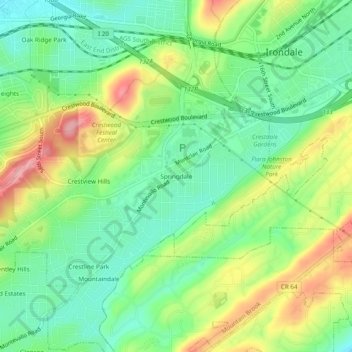Springdale topographic map, elevation, terrain
