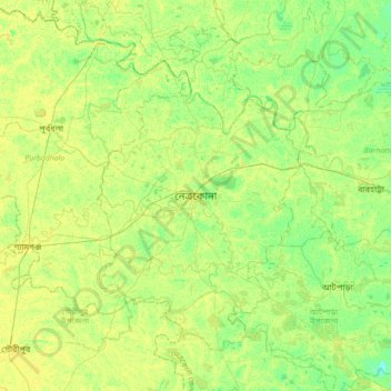 Netrokona topographic map, elevation, terrain