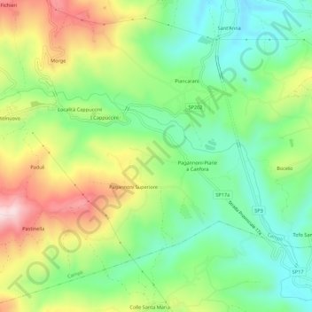 Pagannoni Inferiore topographic map, elevation, terrain