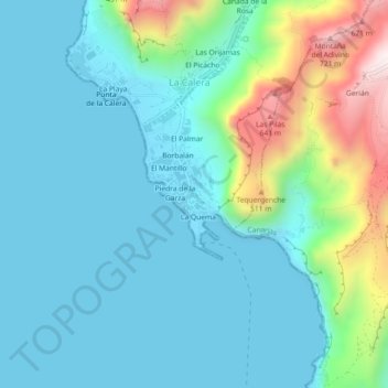 Lomo de Vueltas topographic map, elevation, terrain