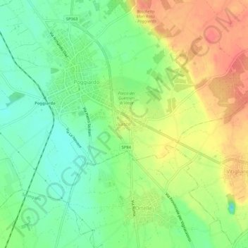 Vaste topographic map, elevation, terrain