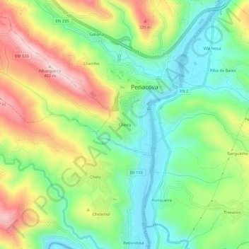 Cheira topographic map, elevation, terrain