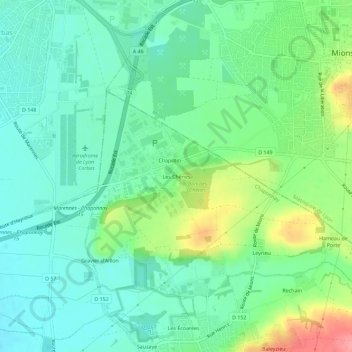Les Chênes topographic map, elevation, terrain