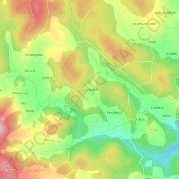 Corneda topographic map, elevation, terrain